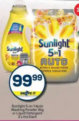 Pick n Pay Sunlight 5-in-1 Auto Washing Powder 3kg or Liquid Detergent 2 Litre Each offer