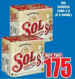 Boxer SOL CERVEZA CANS 2 X (6 X 500ML) offer