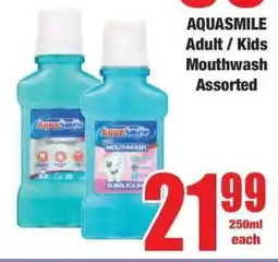 Boxer AQUASMILE Adult / Kids Mouthwash Assorted offer