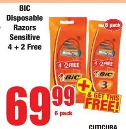 Boxer BIC Disposable Razors Sensitive 4 + 2 Free offer