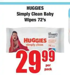 Boxer HUGGIES Simply Clean Baby Wipes 72's offer