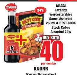 Boxer MAGGI Lazenby Worcestershire Sauce Assorted 250ml & BEST COOK Stock Cubes Assorted 24's offer