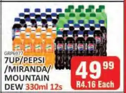 KitKat Cash and Carry 7UP/PEPSI/MIRANDA/MOUNTAIN DEW 330ml 12s offer