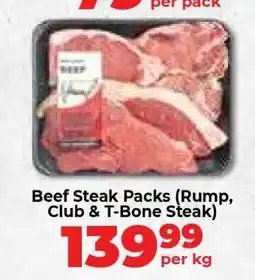Food Lover's Market Beef Steak Packs (Rump, Club & T-Bone Steak) offer