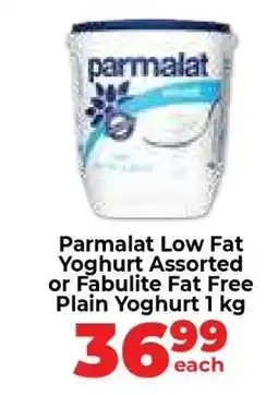 Food Lover's Market Parmalat Low Fat Yoghurt Assorted or Fabulite Fat Free Plain Yoghurt 1 kg offer