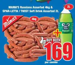 Boxer MAMA'S Russians Assorted 4kg & SPAR-LETTA / TWIST Soft Drink Assorted 2L offer