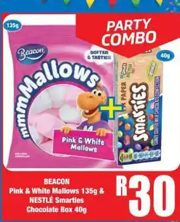 Boxer BEACON Pink & White Mallows 135g & NESTLÉ Smarties Chocolate Box 40g offer