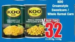 Boxer KOO Creamstyle Sweetcorn/ Whole Kernel Corn offer