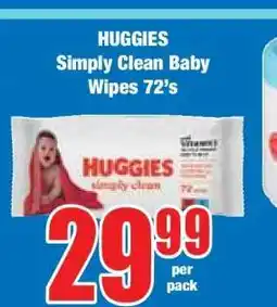 Boxer HUGGIES Simply Clean Baby Wipes 72's offer