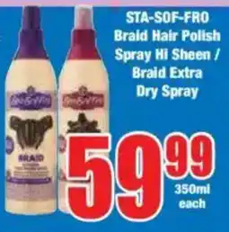 Boxer STA-SOF-FRO Braid Hair Polish Spray Hi Sheen/ Braid Extra Dry Spray offer