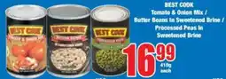 Boxer BEST COOK Tomato & Onion Mix/ Butter Beans In Sweetened Brine/ Processed Peas In Sweetened Brine offer