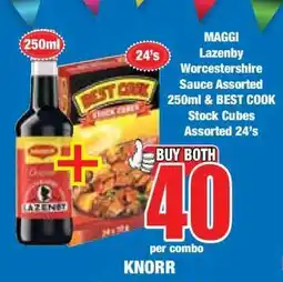 Boxer MAGGI Lazenby Worcestershire Sauce Assorted 250ml & BEST COOK Stock Cubes Assorted 24's offer