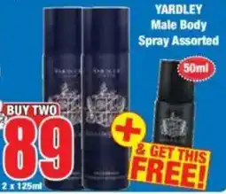 Boxer YARDLEY Male Body Spray Assorted offer