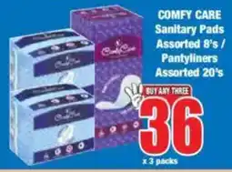 Boxer COMFY CARE Sanitary Pads Assorted/ Pantyliners Assorted offer