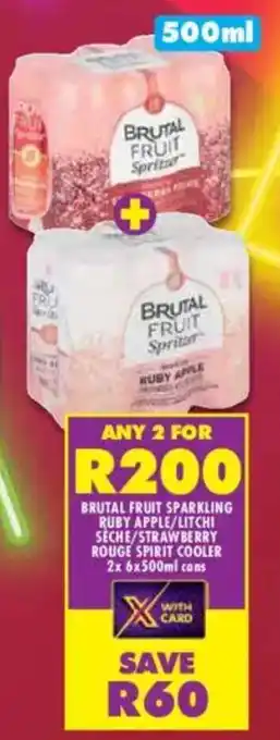 Shoprite Liquor Brutal fruit sparkling ruby apple/ litchi seche/ strawberry rouge spirit cooler cans offer
