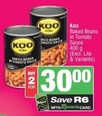 Spar Koo Baked Beans in Tomato Sauce offer