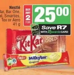Spar Nestlé Milky Bar, Bar One, Kit Kat, Smarties, Tex or Aero offer