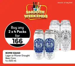Makro’s liquor BOMB SQUAD Lager or Pilsner Draught Beer Cans offer
