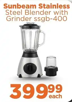 Check Star Sunbeam Stainless Steel Blender with Grinder ssgb-400 offer