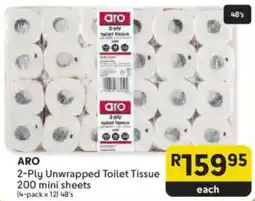 Makro ARO 2-Ply Unwrapped Toilet Tissue 200 mini sheets offer