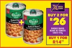 Shoprite Rhodes baked beans in tomato sauce offer