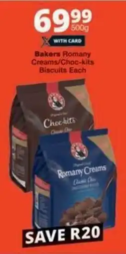 Checkers Hyper Bakers Romany Creams/ Choc-kits Biscuits Each offer