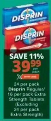 Checkers Hyper Disprin Regular/ Extra Strength Tablets offer