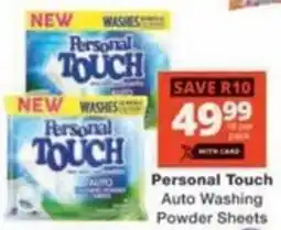 Checkers Hyper Personal Touch Auto Washing Powder Sheets offer