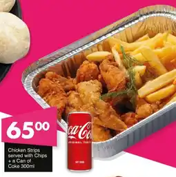 Save Hyper Chicken Strips served with Chips + a Can of Coke offer