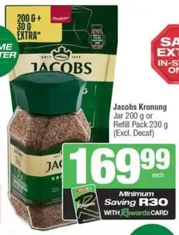 SuperSpar Jacobs Kronung Jar or Refill Pack offer