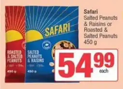 SuperSpar Safari Salted Peanuts & Raisins or Roasted & Salted Peanuts offer