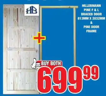 Boxer HILLERMANN PINE F & L BRACED DOOR 813MM X 2032MM & PINE DOOR FRAME offer