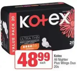 SuperSpar Kotex All Nighter Plus Wings Duo offer