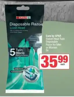 Care by SPAR Swivel Head Twin Disposable Razor for Men or Women