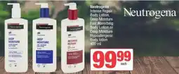 SuperSpar Neutrogena Intense Repair Body Lotion, Deep Moisture Fast Absorbing Body Lotion or Deep Moisture Hypoallergenic Body lotion offer