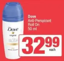 SuperSpar Dove Anti-Perspirant Roll On offer