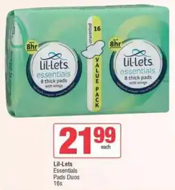 SuperSpar Lil-Lets Essentials Pads Duos offer