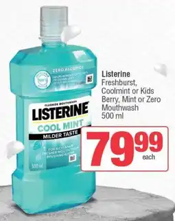 SuperSpar Listerine Freshburst, Coolmint or Kids Berry, Mint or Zero Mouthwash offer