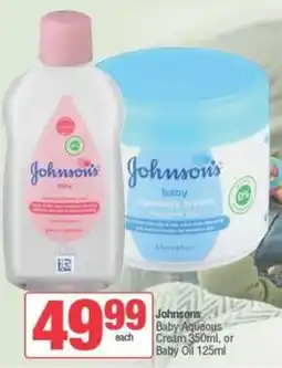 SuperSpar Johnsons Baby Aqueous Cream, or Baby Oil offer