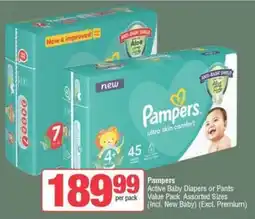 SuperSpar Pampers Active Baby Diapers or Pants Value Pack Assorted offer