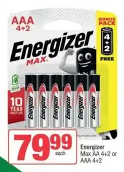 SuperSpar Energizer Max AA or AAA offer