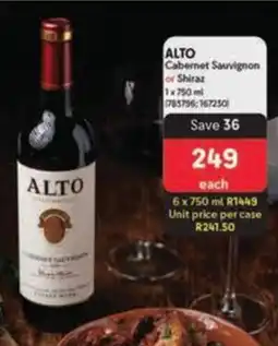 Makro ALTO Cabernet Sauvignon or Shiraz offer