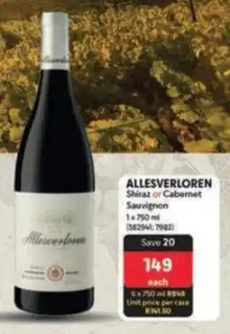 Makro ALLESVERLOREN Shiraz or Cabernet Sauvignon offer