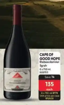 Makro CAPE OF GOOD HOPE Riebeecksrivier Syrah offer
