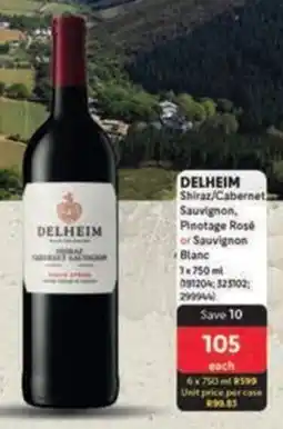 Makro DELHEIM Shiraz/ Cabernet Sauvignon, Pinotage Rosé or Sauvignon Blanc offer