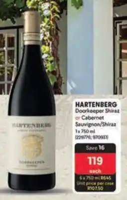 Makro HARTENBERG Doorkeeper Shiraz or Cabernet Sauvignon/ Shiraz offer