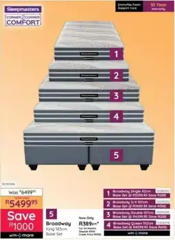 Bradlows Sleepmasters Broadway King Base Set offer