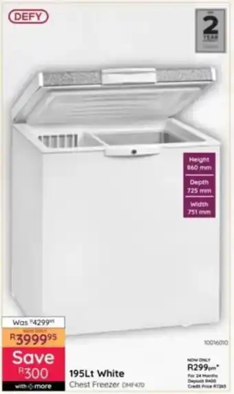 Bradlows DEFY White Chest Freezer offer