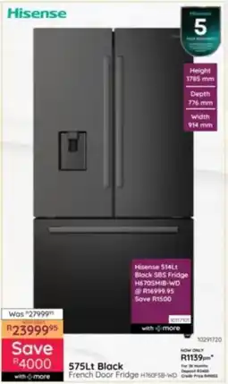 Bradlows Hisense Black French Door Fridge offer