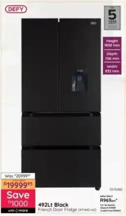 Bradlows Defy Black French Door Fridge offer